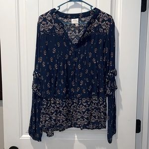Knox Rose long sleeve boho style top. Size large